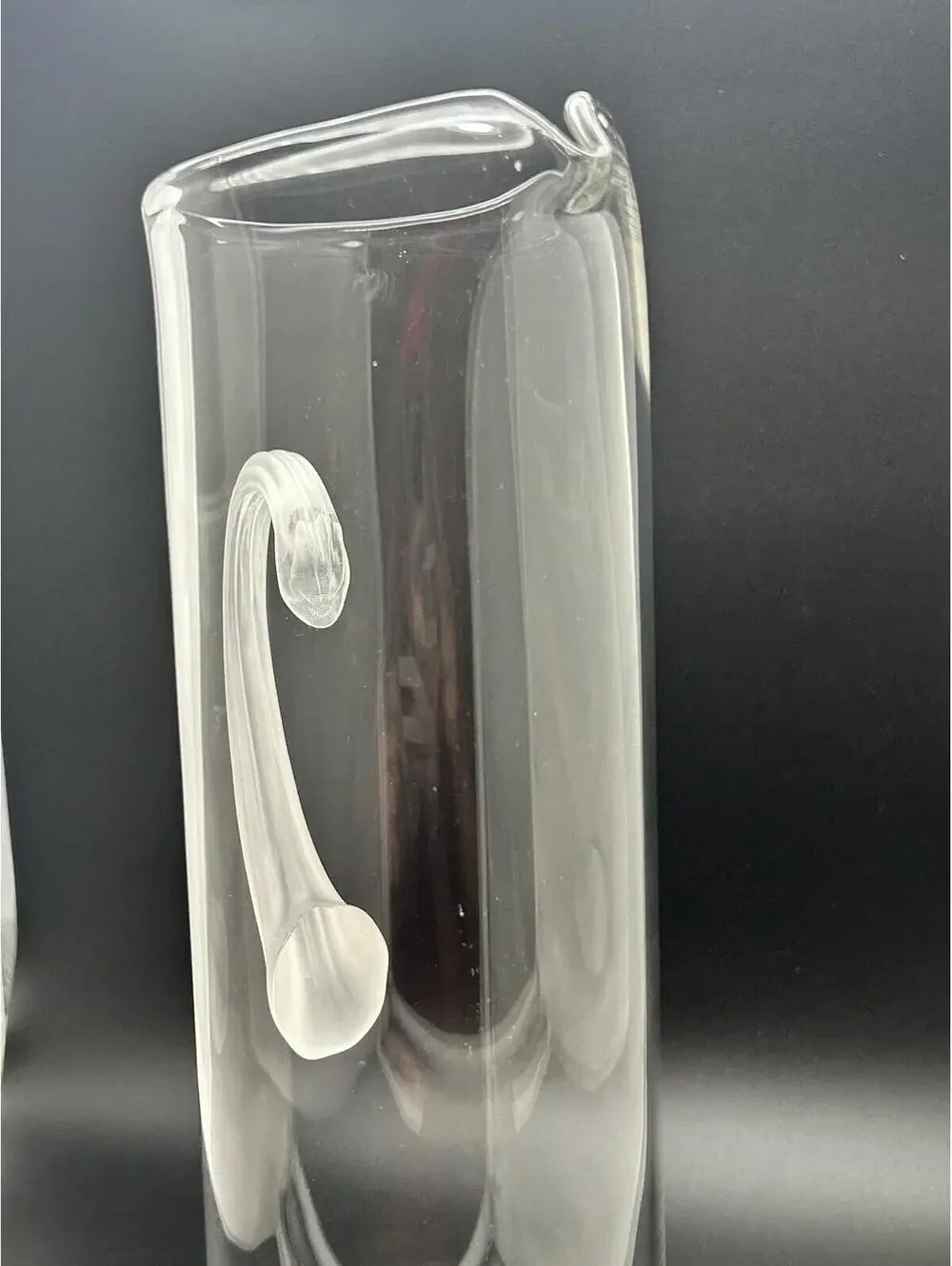 Vintage 12 inch tall Glass Martini Pitcher With Frosted Handle